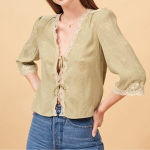 Rouje | Tops | Nwt Rouje Tildo Blouse In Fleur Vintage Khaki 